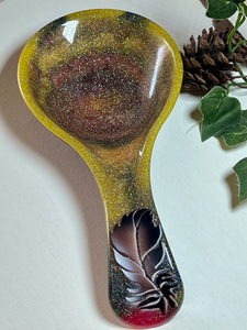 Spoon Rest - Gold Feather