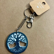 Load image into Gallery viewer, Tree of Life Metallic Black-Blue Keychain - Handcrafted Epoxy Resin