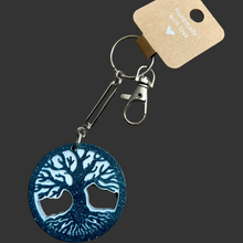 Load image into Gallery viewer, Tree of Life Metallic Black-Blue Keychain - Handcrafted Epoxy Resin