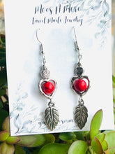 Load image into Gallery viewer, Mocs N More Earrings -  Red Turquoise Feather