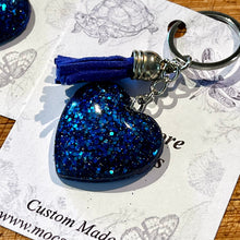 Load image into Gallery viewer, Mocs N More - Deep Blue Heart Keychain and Tassel