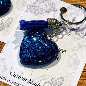 Mocs N More - Deep Blue Heart Keychain and Tassel