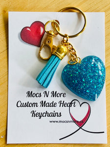 Mocs N More - Heart Turquoise & Sparkle Keychains