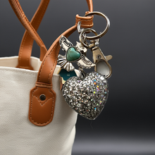 Load image into Gallery viewer, Mocs N More - Silver Heart Thunderbird Keychain Or Purse Tassel