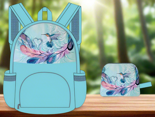 Foldable Indigenous Designed Backpacks - Hummingbird Feathers