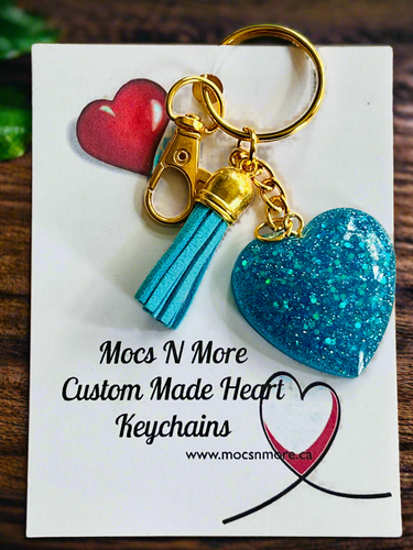 Mocs N More - Heart Turquoise & Sparkle Keychains