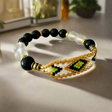 Load image into Gallery viewer, Mocs N More - Men&#39;s Hand Beaded Black Onyx &amp; Clear Quartz