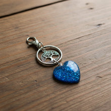 Load image into Gallery viewer, Royal Blue Heart Tree of Life Keychain - Hand-Poured Epoxy Resin
