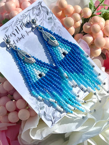 Mocs N More Earrings - Blue Sky Feather Dangle