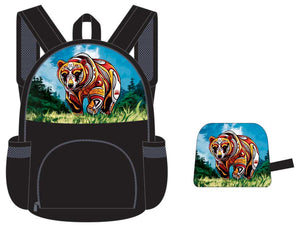 Foldable Indigenous Designed Backpacks - Spirit Bear