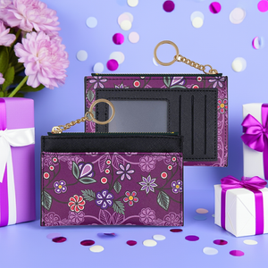 New Zippered Card Wallet - Ojibwe Florals