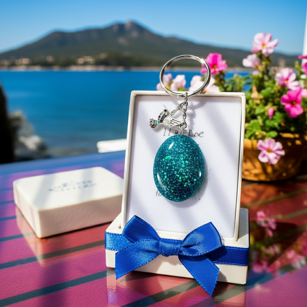 Mocs N More - Hummingbird Turquoise Keychain