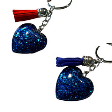 Load image into Gallery viewer, Mocs N More - Deep Blue Heart Keychain and Tassel