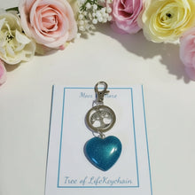 Load image into Gallery viewer, Turquoise Heart Tree of Life Keychain - Hand-Poured Epoxy Resin