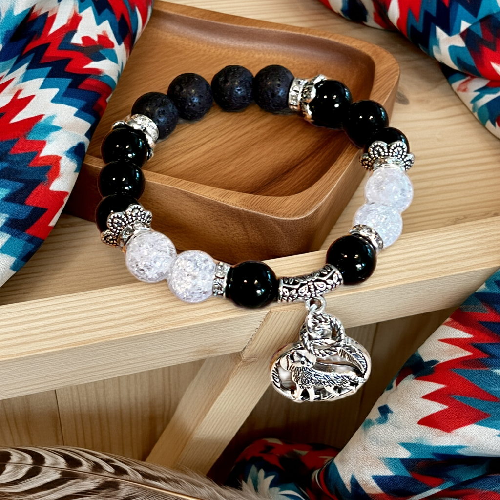 Mocs N More Totem Bracelets - Black Onyx Wolf