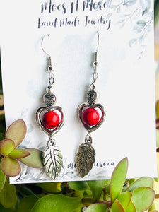 Mocs N More Earrings -  Red Turquoise Feather
