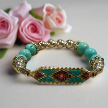 Load image into Gallery viewer, Mocs N More Totem Bracelets - Beaded Turquoise &amp; Gold