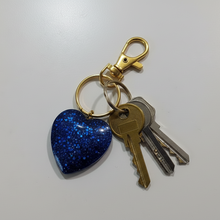 Load image into Gallery viewer, Love Sparkles Keychain - Handcrafted Blue Heart Charm
