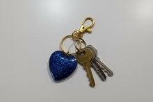 Load image into Gallery viewer, Love Sparkles Keychain - Handcrafted Blue Heart Charm