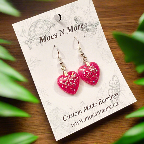 Mocs N More Earrings - Sparkling Fushia Hearts