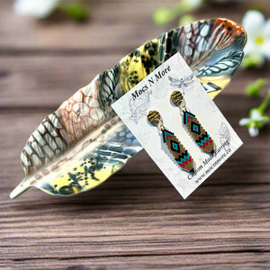 Mocs N More Earrings - Gold Diamond Feather