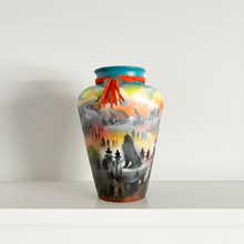 Load image into Gallery viewer, Decorative vase with artistic design on a white background