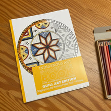 Load image into Gallery viewer, Indigenous Art Colouring Book on a metal surface