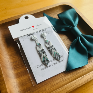Mocs N More Hand Beaded Earrings - Silver Feather