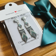 Load image into Gallery viewer, Mocs N More Hand Beaded Earrings - Silver Feather