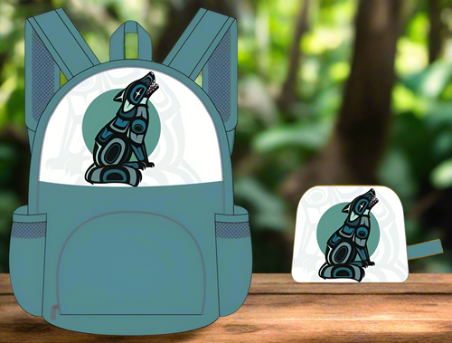 Foldable Indigenous Designed Backpacks - Wolf