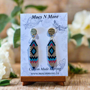 Mocs N More Earrings - Gold Diamond Feather