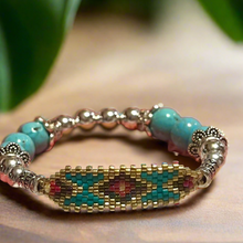 Load image into Gallery viewer, Mocs N More Totem Bracelets - Beaded Turquoise &amp; Gold