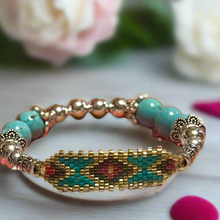 Load image into Gallery viewer, Mocs N More Totem Bracelets - Beaded Turquoise &amp; Gold