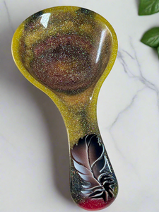 Spoon Rest - Gold Feather