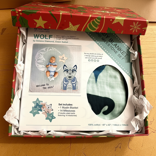 Baby Blanket & Milestone Set - Wolf