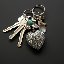 Load image into Gallery viewer, Mocs N More - Silver Heart Thunderbird Keychain Or Purse Tassel