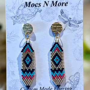 Mocs N More Earrings - Gold Diamond Feather