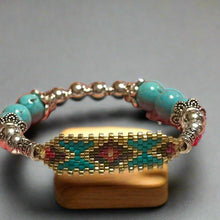 Load image into Gallery viewer, Mocs N More Totem Bracelets - Beaded Turquoise &amp; Gold