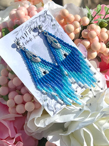 Mocs N More Earrings - Blue Sky Feather Dangle