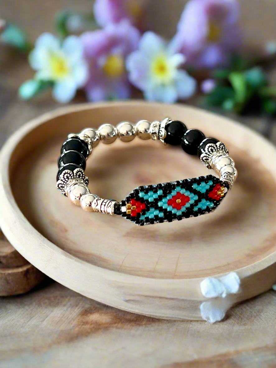 Mocs N More Hand Beaded Bracelets - Black Onyx