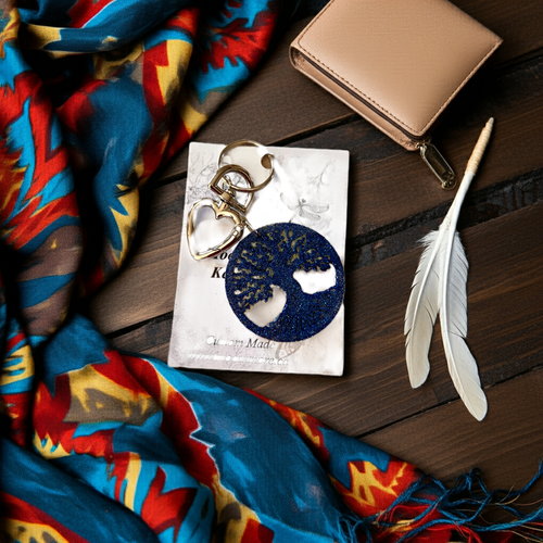 NEW Mocs N More - Tree of Life Royal Blue Keychain