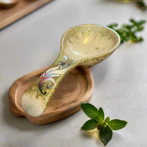 Spoon Rest - Gold Feather