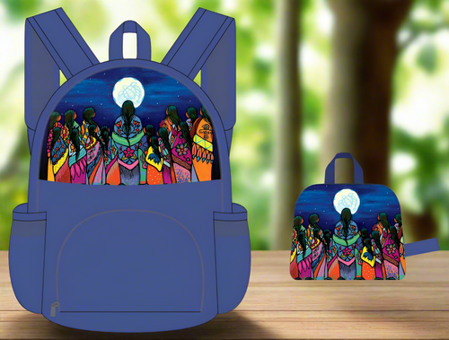 Foldable Indigenous Designed Backpacks - Full Moon Ceremony