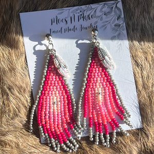 Mocs N More Earrings - Rose Feather Dangle