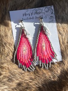 Mocs N More Earrings - Rose Feather Dangle