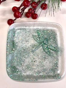 Dragonfly Tray - Turquoise Sparkles & Pearl