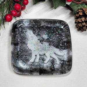 White Wolf Tray - Metallic Black and Pearl