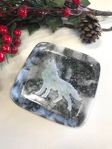 White Wolf Tray - Metallic Black and Pearl