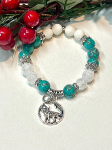 Mocs N More Totem Bracelets - Green Howlite Wolf