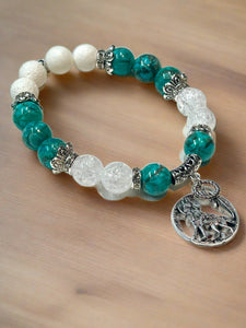 Mocs N More Totem Bracelets - Green Howlite Wolf